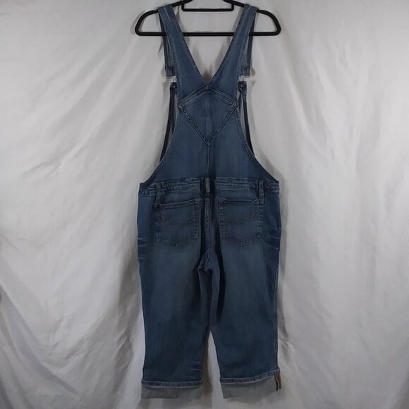 No Boundaries Women's Jean Blue Capri Cuffed Overalls Size 15 - Picture 2 of 7